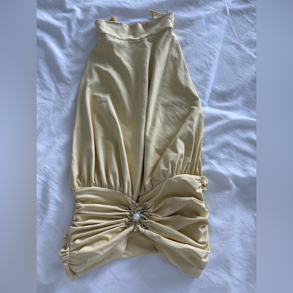 Zara Ruched Polyamide Sun Top – Gold Sunburst Detail ☀️✨ Size Small - Picture 6 of 10